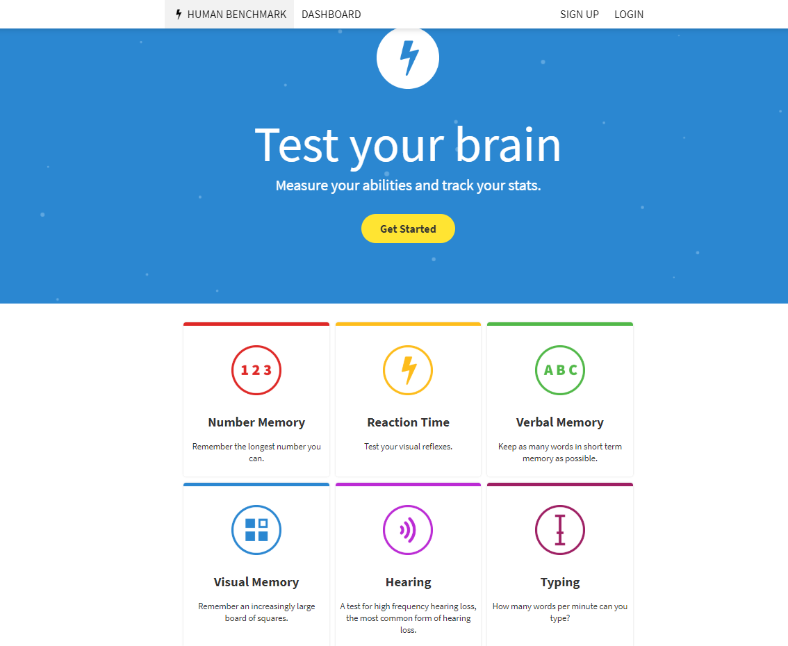 HumanBenchmark.com - Interesting Visual, Audio, Reaction and Memory Tests